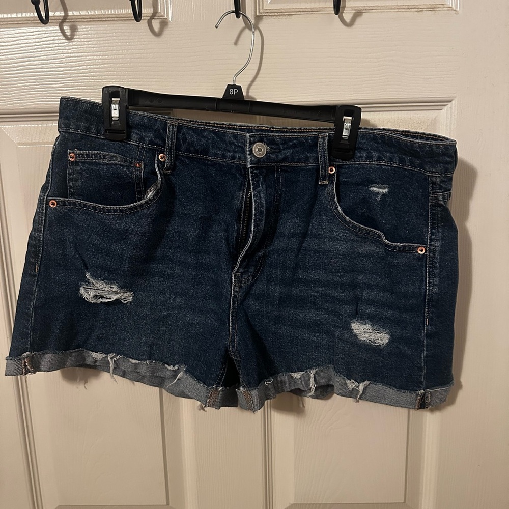 No Boundaries Blue Jean Shorts Distressed Frayed Hem